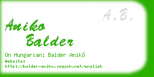 aniko balder business card
